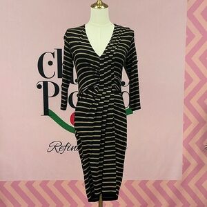 Bailey 44 Black and Tan Striped Long Sleeve Dress